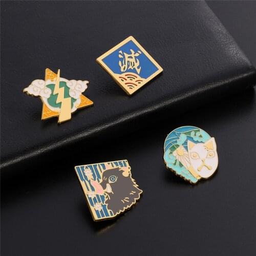 Anime Demon Slayer Kimetsu No Yaiba Brooch Kamado Tanjirou Nezuko Agatsuma Zenitsu Tomioka Giyuu Hashibira Inosuke Enamel Pin