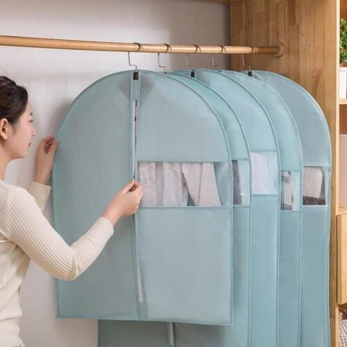 Clothing Cover Dust-proof Jacket Cover Clothes Protection Bag Reusable Non Woven Fabric Visible Window Clothing Hanging Bag