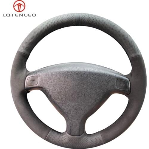 LQTENLEO Black Leather Suede Car Steering Wheel Cover For Vauxhall Astra (G) 1998-2004 Agila (A) 2000-2004 Zafira (A) 1999-2005
