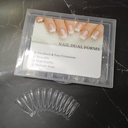 Dual Nails Forms French False Fake Nail Tips System Extension UV Poly Nail Gel Acrylic Decoration Manicure Salon Art Mold Tips