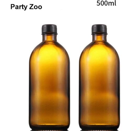 200 x 500ml Amber Essential Oil Bottle Big Base Oil Refillable Jar with Black Lid Wholesale