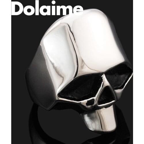 Dolaime Fashion Cool Stainless Steel Skull Ring For Men Biker Smooth Polishing Skull Rings Punk Style Jewelry,GR401