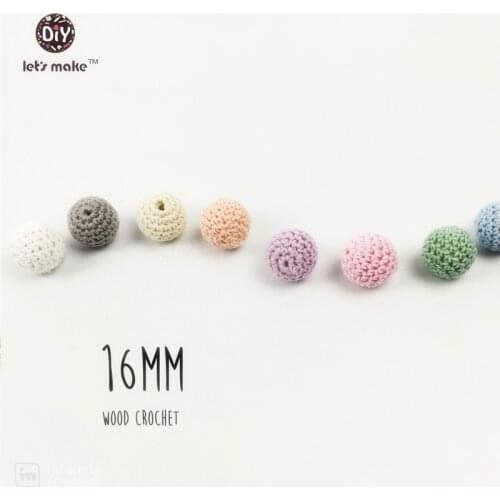 Lets make crochet beads round wooden teething crochet beads eco-friendly safe beads 100pcs mix 16mm necklace/bracelet
