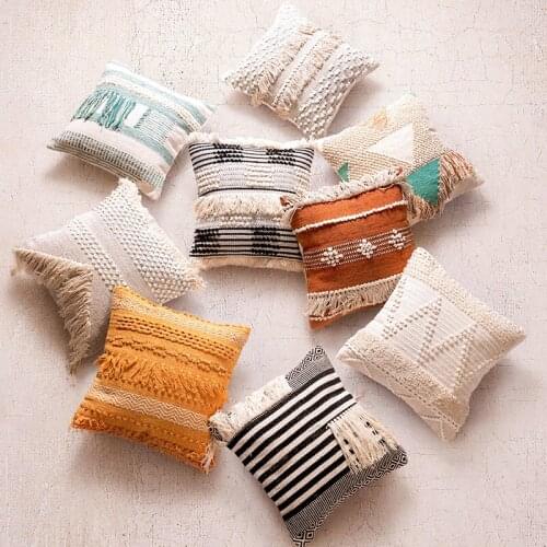 Moroccan Bohemian Style Handwoven Flocking Luxury Cushion Cover Bohemian Pillowcase Sofa Square Cushion Cover Decoration