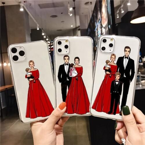 Fashion Baby Girl Mom The red skir Case For iPhone 7 8 6 Plus 11pro 12pro MAX XR XS MAX 6s 5s 12mini Silicone Woman Phone shell