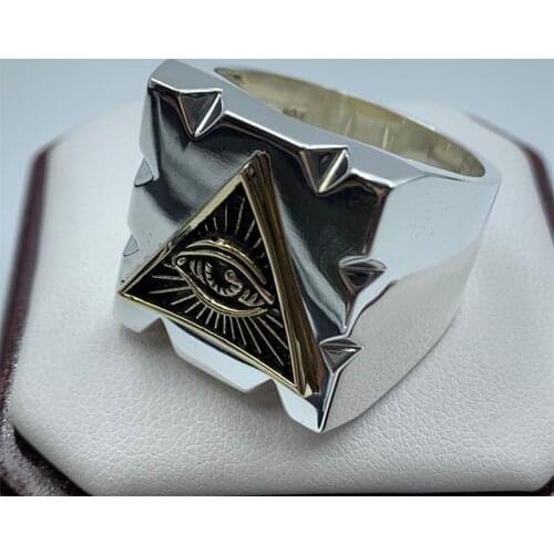 Fashion Jewelry Men Vintage Charm Mason Freemason Masonic Rings Punk Hip Hop Style Gold Color Ring for Mens Party Jewelry