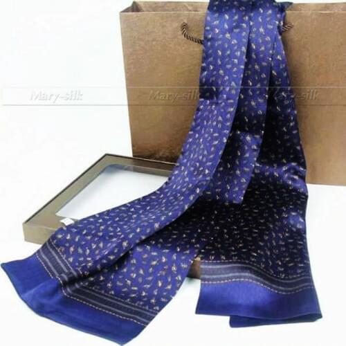 Fashion Brand Mens 100% Silk Long Scarf Cravat Scarives Double Layered__ For Spring Autumn Winter