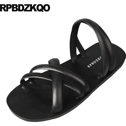 Shoes Size 47 Water Black Men Gladiator Sandals Summer 46 Big Rubber Strap Roman Waterproof Slides Casual Slippers Flat Runway