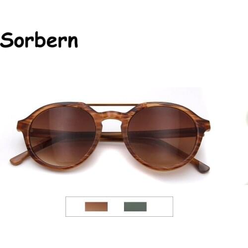 Vintage Sunglasses Men Medium Size Sunglasses Women Pilot Black Round Glasses Green Lens Oval Uv400 Sun Glasses oculos feminino