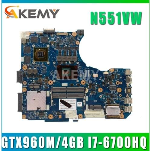 N551VW for ASUS N551V G551V FX551V G551VW FX51VW N551VW Laptop Motherboard I7-6700HQ CPU GTX960M-4GB motherboard Test work 100