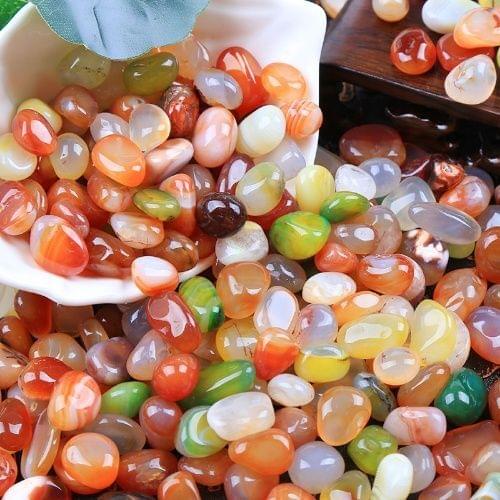 Natural Rain Flower Pebbles Colored Stone Ornaments Agate Original Stone Fish Tank Potted Micro Landscape Decoration 1-1.5CM