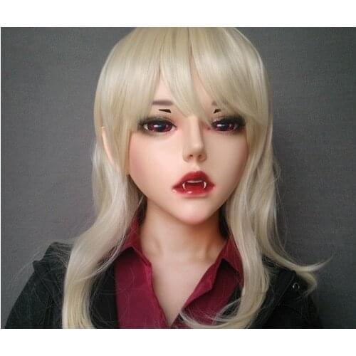 NEW-53) Handmade Female Male Resin Crossdress Pretty Girl BJD Masks Halloween Party Vampire Cosplay Mask