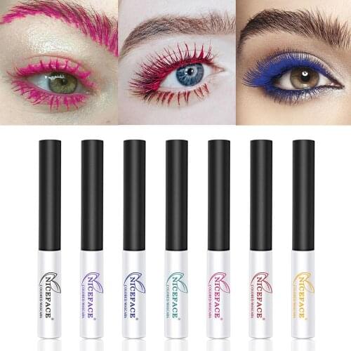 Niceface slim mascara green purple rose blue pigment ultra thin brush long lasting waterproof 4D curling mascara QB063