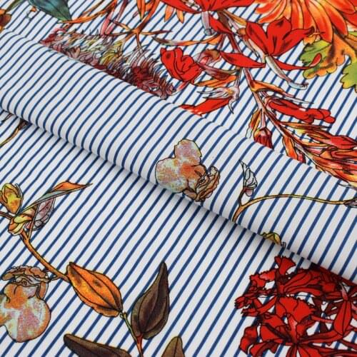 2018 new deep blue stripe reactive dyeing pure cotton fabric for summer dress shirt telas por metros tissu au metre vestido DIY