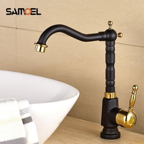 Newly US Kitchen Sink Vessel Faucet Antique Brass Black Mixer Tap Vintage Style Single Handle Single Hole Deck Mount B3207