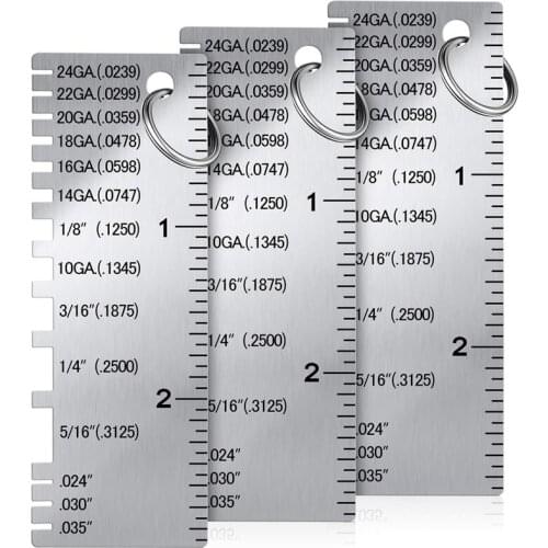 3Pcs Stainless Steel Single-Sided Thickness Gauge, Welding Seam Measuring Tool Ruler, Welding Seam Inspection Ruler Retail