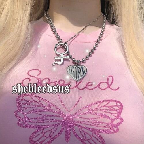 Stainless Steel Heart Necklace Heavy Duty Gothic Streetwear Chain Necklace Choker Metal Collar High Polished Drop shipping