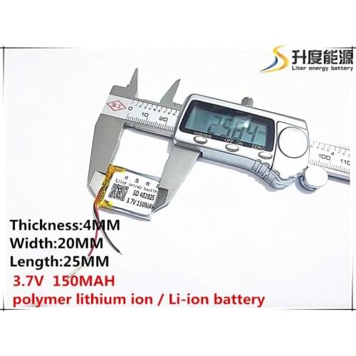 5pcs [SD] 3.7V,150mAH,[402025] Polymer lithium ion / Li-ion battery for TOY,POWER BANK,GPS,mp3,mp4,cell phone,speaker