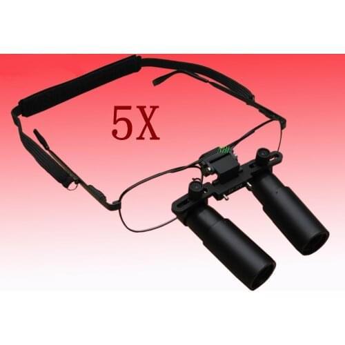 Professional 5X Black Dental Glasses Dental Surgical Magnifying Lens Medical Headband Dental Binocular Loupes For Dentistry