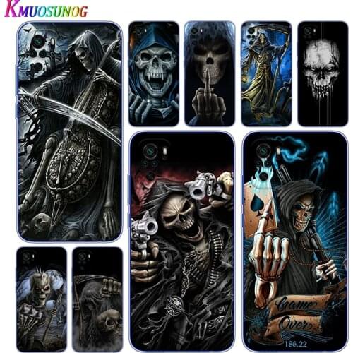 Transparent Cover Grim Reaper Skull Skeleton For Xioami Redmi Note 10 10S 9T 9S 9 8T 8 7S 7 6 5A 5 4X 4 Pro Max Phone Case