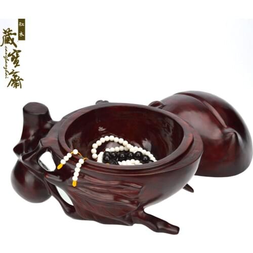Magenta wooden carvings Zhushou Li jewelry storage box large jewelry box wood jewelry box peach