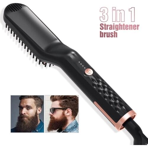 Men Beard Straightener Hot Heating Comb Hair Straightener Brush Mutifunctional Hair Comb Smoothing Iron Hair Straightening Brush