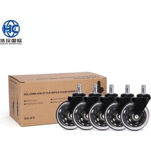 High Quality 5PCS Famous Brand 3" Universal Mute Wheel Office Chair Caster Replacement 60KG Swivel Rubber Soft Safe Rollers