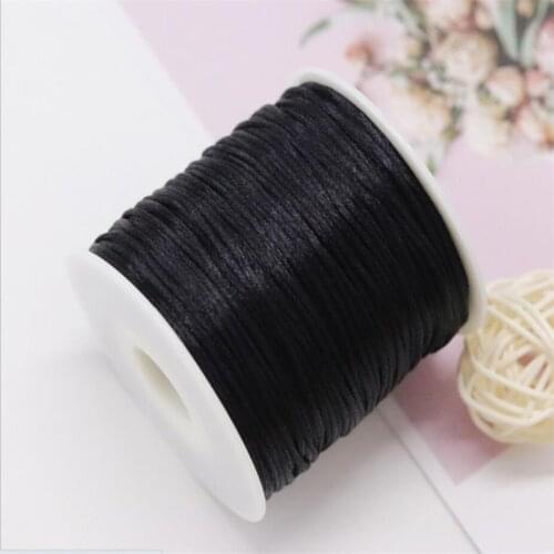 1MM Black Nylon Chinese Satin Silk Knot Cord Rattail Thread Necklace Macrame String Jewelry Findings Beading Rope #900