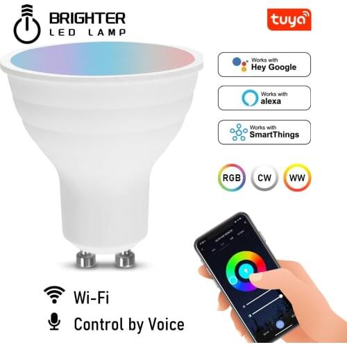 Voice Control Smart 6W GU10 RGB CW WIFI Light Bulb Dimmable LED Magic Lamp 220-240V Work with Alexa Google Home SmartThings