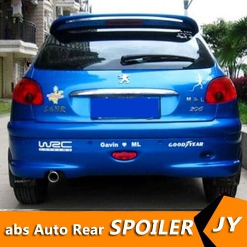 For Peugeot 206 Spoiler 2008-2013 Peugeot 206 spoiler High Quality ABS Material Car Rear Wing Primer Color Rear Spoiler