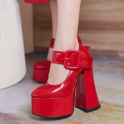 Dovereiss Fashion Womens Shoes Summer New Elegant Red Chunky heels Consice Waterproof Beige Pumps Sexy Block Heels 35-45