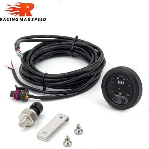 Universal 52mm Auto Electronic Oil Pressure Gauge Ultra-Thin With 1/8 Npt Sensor Oil Press Meter Red Display Digital 0-150psi