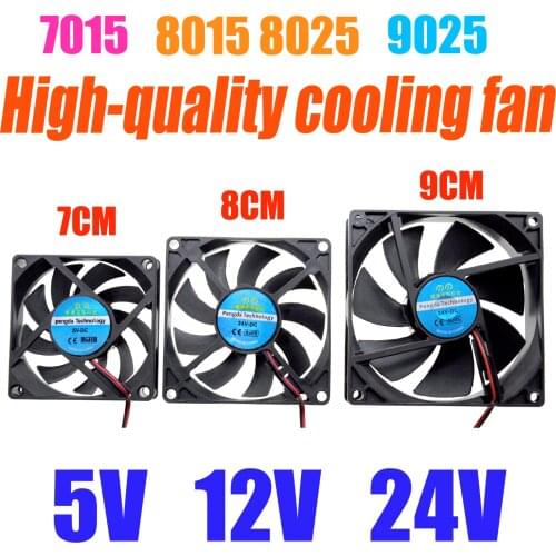 Computer cooling fan 7CM 8CM 9CM 7010 7015 8015 8025 9025 90*90*25MM 5V 12V 24V 2Pin USB Blower Fan Turbo Brushless