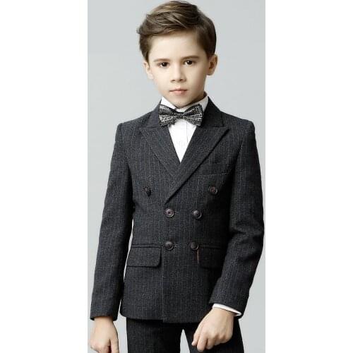 2019 4 pieces spring Suit Thicker Double-breasted Childrens Suit Boys Dress suit Three-piece size 110 120 130 140 150 160
