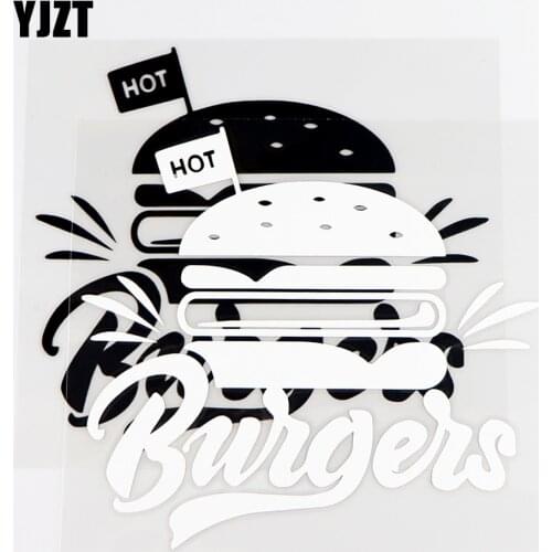 YJZT 14.7×13.8CM Hot Burger Exquisite Car Sticker Hamburger Art Mural Vinyl Decals Black / Silver 10A-0754