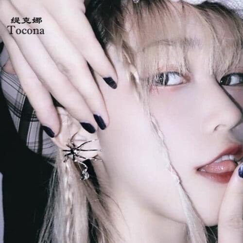 Tocona Punk Spider Drop Earrings for Women Shiny Green Crystal Stone Silver Color Alloy Metal Party Jewelry Pendient 19939