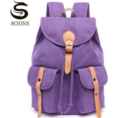 Women Quality Canvas Backpack Large Capacity Travel Handbag Fashion Vintage Shoulder Bag Female Solid Rucksack School Bags XA86M