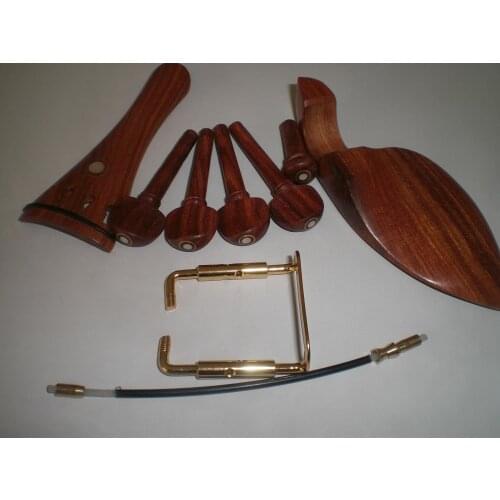 1 Set Rose Wood Violin Fitting with Chin Rest Clamp and Nylon Gut All from 1/4 to 4/4