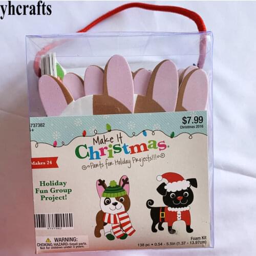 1box/LOT.make 24PCS dog christmas holiday project Foam kit Early learning educational toys Kindergarten DIY toys Adult Diy toys