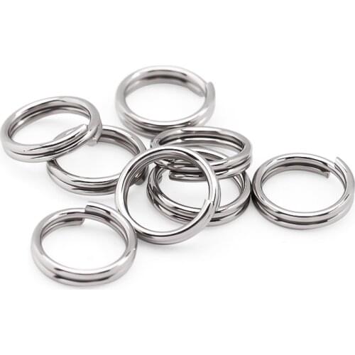 100pcs/lot 5 6 7 8 10 12mm Stainless Steel Double Jump Rings For DIY Key Chain Split Rings Connectors Jewelry Making Supplies