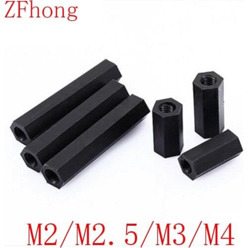 1000pcs m2 M2.5 M3 M4 black nylon spacer female female black nylon hex standoff spacer