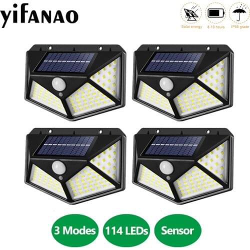 166 114 100 LED Solar Garden Light Outdoor Solar Lamp Powered Sunlight Waterproof PIR Motion Sensor Light for Garden Decoration
