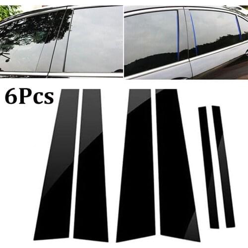 6Pcs Car Mirror Effect Window Pillar Post Cover Trim Moulding For Honda Accord 2008-2013 Middle Column Strip Sticker