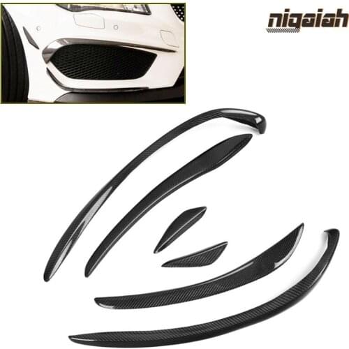 6pcs W117 Front Bumper Splitter Lips Carbon Fiber Side Fender Spoiler for Mercedes Benz CLA Class W117 CLA220 CLA260 2014-2016