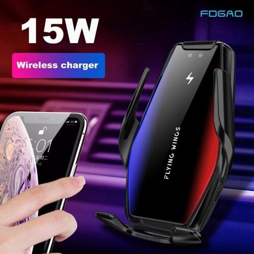 15W Fast Car Wireless Charger Stand Automatic Clamping Car Phone Mount Holder For iPhone 12 Mini 11 Pro XS XR X 8 Samsung S21 20