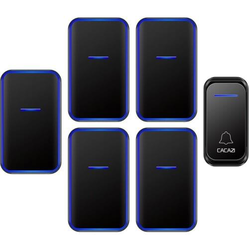 CACAZI Home Welcome Wireless Doorbell Waterproof 300M Remote 1 Button 5 Receiver US EU UK AU Plug Smart Calling Door Bell