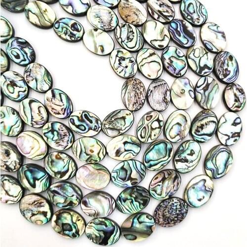 10pcs Natural Abalone Shell Beaded Charms Women Jewelry Making 8~18mm Oval-shaped Loose Beads DIY Bracelet Necklace Accessories