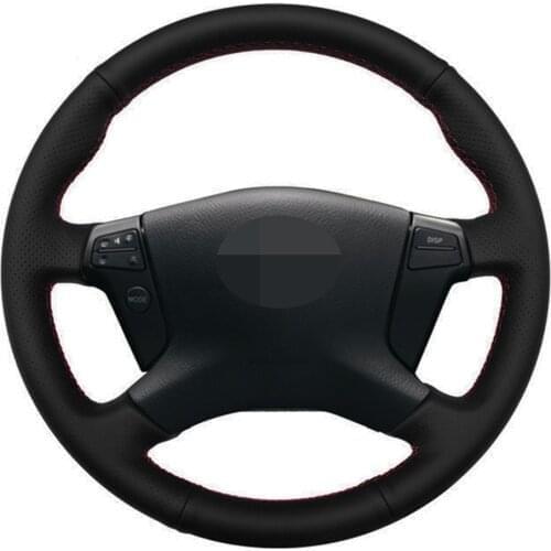 Car Steering Wheel Cover Hand-stitched Black Artificial Leather For Toyota Avensis 2003-2007