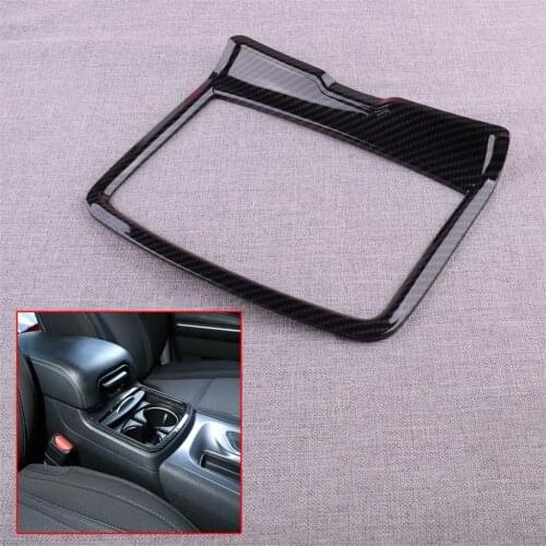 CITALL Car Interior Cup Holder Decoration Cover Trim Frame Fit For Dodge Charger 2015-2017 2018 2019 2020 Carbon Fiber Style
