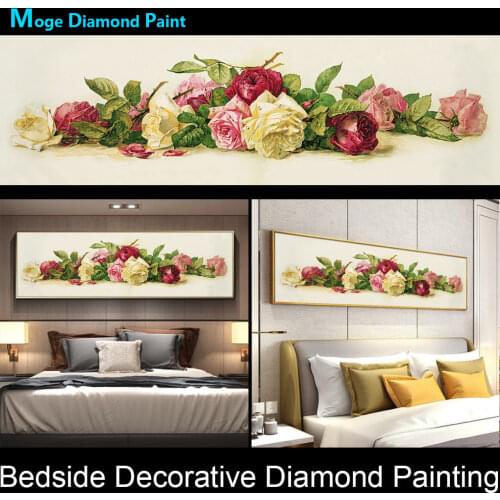 Floral Bedside Decorative Diamond Painting Full Round Rose Peony New DIY Sticking Drill Cross Embroidery 5D Home Decoration